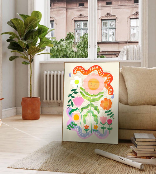 Happy Flowers A3 Art Print