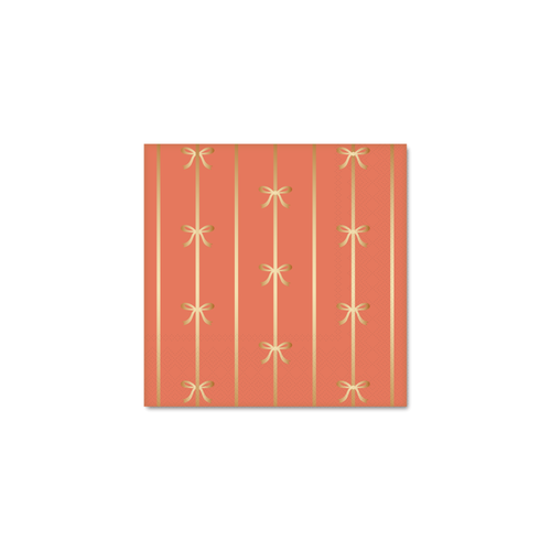Sunkissed Orange Gold Foil Bow Napkins