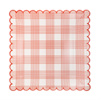 Red Plaid Scallop Stripe Plates - 8 ct.