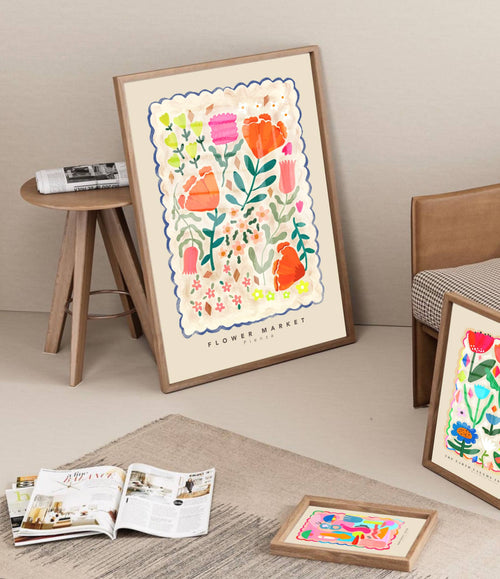 Flower Market Pienza Print - Colorful - A4