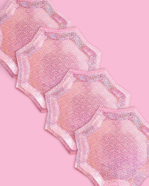 Pink Foil Starburst Plates - 25 ct.