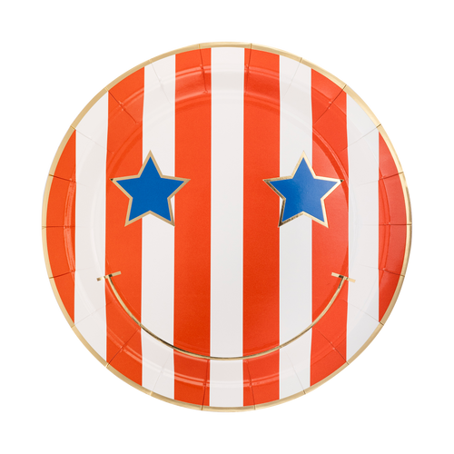 Stars & Stripes Smiley Plates Set - 8 ct.