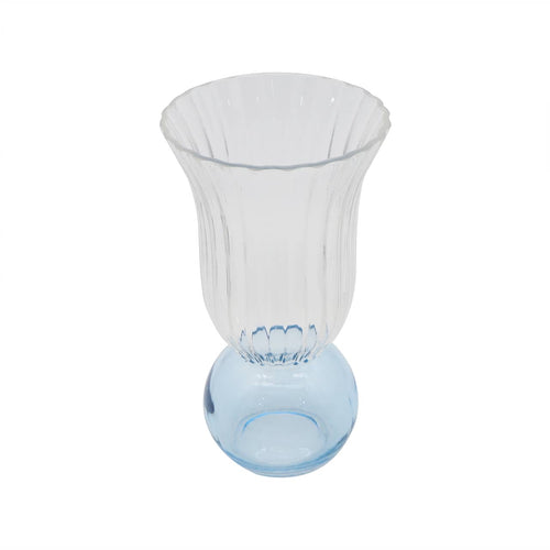 Blue Ball Fluted Glass Vase