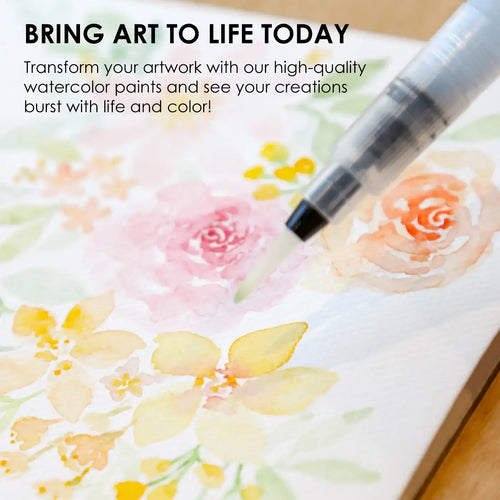 Floral Watercolor Pocket Set With Brush