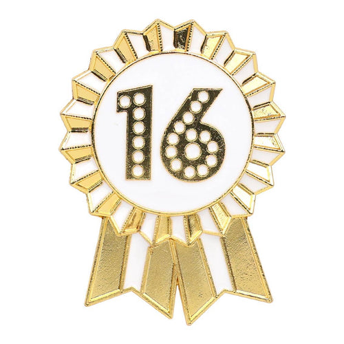 Gold Enamel Milestone Birthday Pin Badge