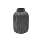 Black Ribbed Ceramic Vase