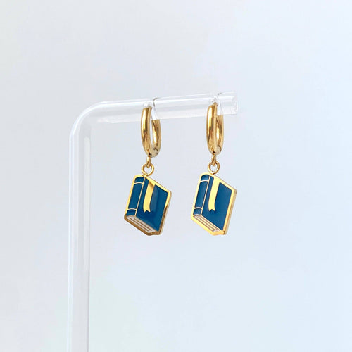 Book Huggie Hoop Earrings