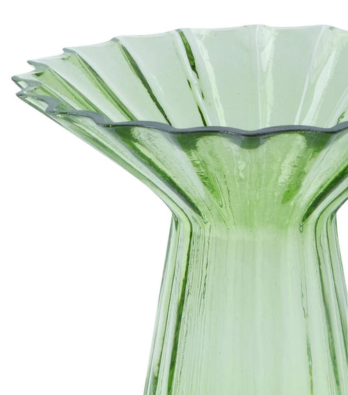 Green Fluted Glass Vase