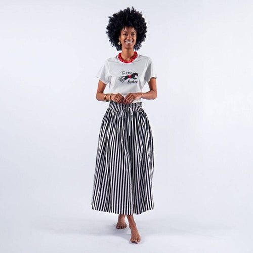 Keaton Stripe Skirt: Black + White
