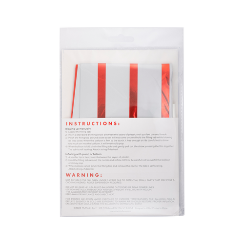 Red Striped Star Shaped Mylar Balloon