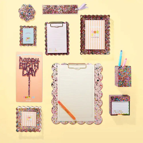 Large Scalloped Clipboard - Happy Confetti