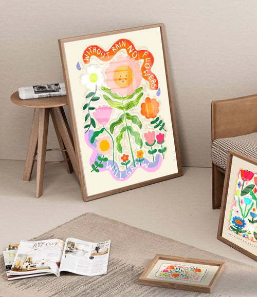 Happy Flowers A3 Art Print