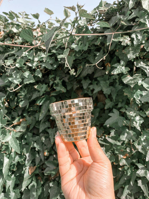 Mini 2.3 Inch Disco Planter Pot - Silver