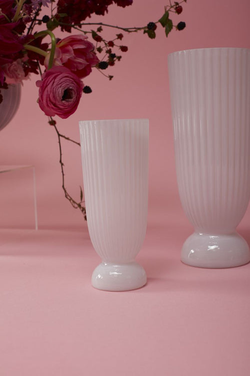 White Fluted Vase - Large