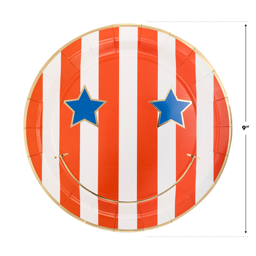 Stars & Stripes Smiley Plates Set - 8 ct.
