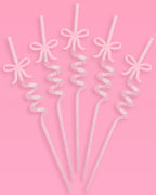 Pink Bow Straws - 16 Reusable Straws