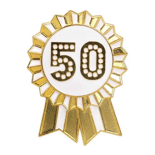 Gold Enamel Milestone Birthday Pin Badge