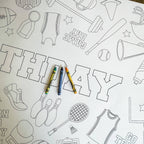 Sports Coloring Table Runner - Happy Birthday