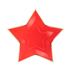 Red Star Shaped Gold Foiled Plates - 8 ct.