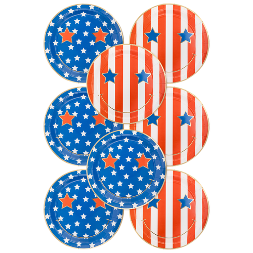 Stars & Stripes Smiley Plates Set - 8 ct.
