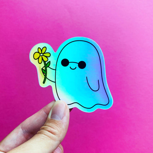 Hippie Ghost Holographic Sticker