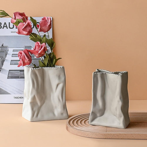 Ceramic Paper Bag Vase