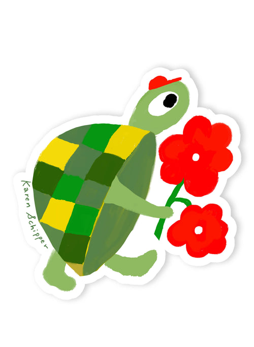 Turtle Flowers Vinyl Sticker