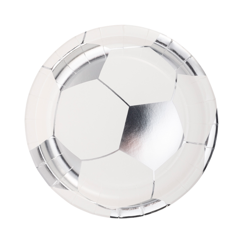 Silver Foil Soccer Plates - 8 ct.
