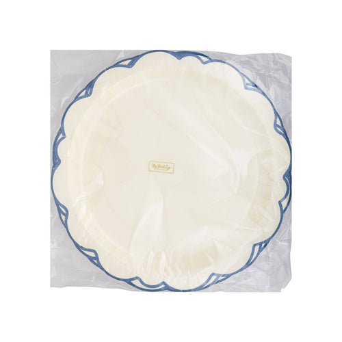 Pembroke Cream with Blue Edge 12" Paper Plates