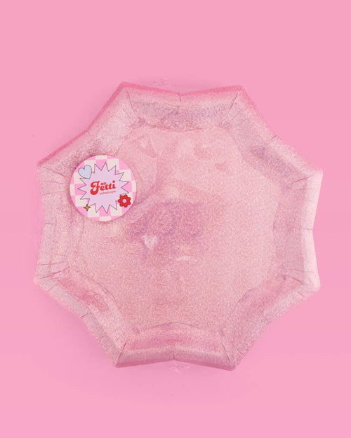 Pink Foil Starburst Plates - 25 ct.