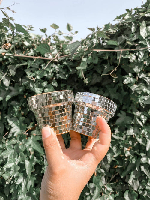 Mini 2.3 Inch Disco Planter Pot - Silver