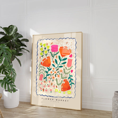 Flower Market Pienza Print - Colorful - A4