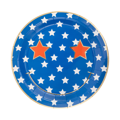 Stars & Stripes Smiley Plates Set - 8 ct.