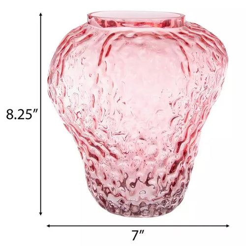 Pink Glass Strawberry Vase