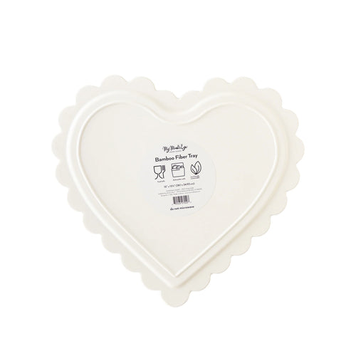 Gingham Heart Bamboo Tray