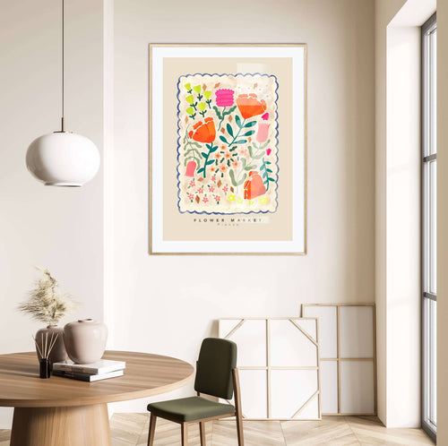 Flower Market Pienza Print - Colorful - A4