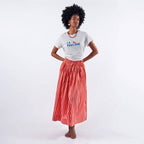 Keaton Stripe Skirt: Coral + Blush