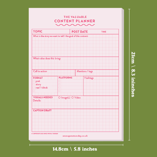 Social Media Content Planning Pad - A5 Size