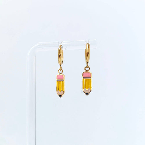 Pencil Huggie Hoop Earrings