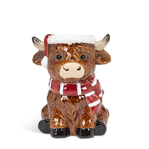 Holiday Highland Cow Vase