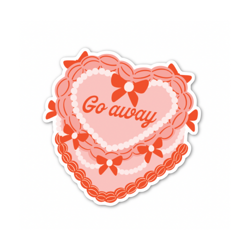 Go Away Heart Cake Sticker (funny, cute, gift, trendy)