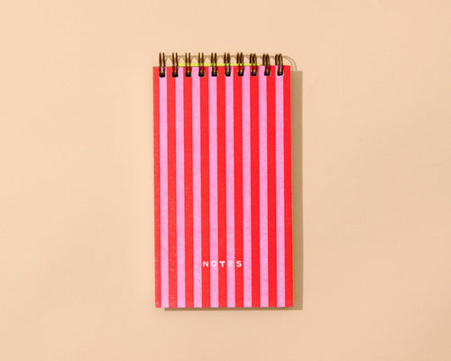 Red/Pink Cabana Stripe Mini Notebook