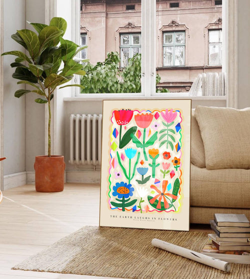 Colorful Flower Print - Pink - A4