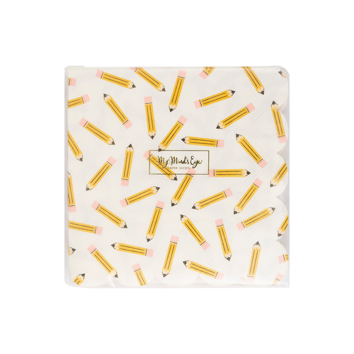 Pencil Pattern Scallop Cocktail Napkin