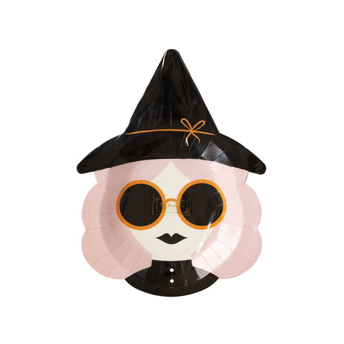 Pink Witch Shaped Paper Plates - 8 ct.