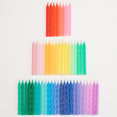 Rainbow Twisted Mini Birthday Candles - Set of 50