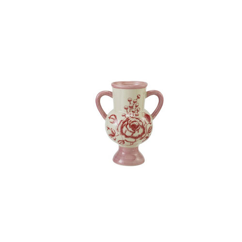 Hand-Painted Floral Stoneware Vase