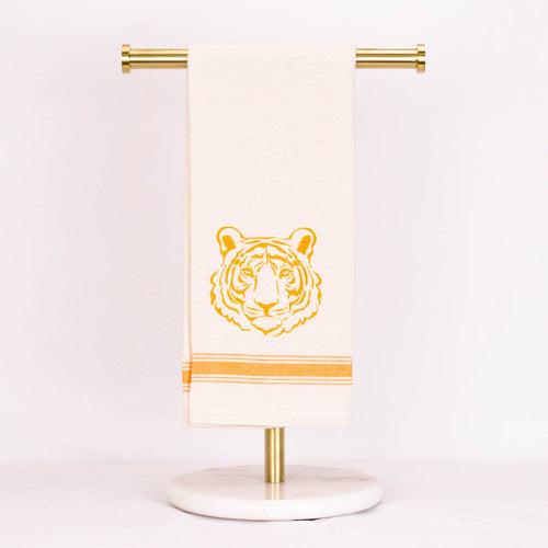 Jacquard Tiger Hand Towel - Cream/Orange