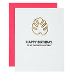 Birthday Monstera Paper Clip Letterpress Card