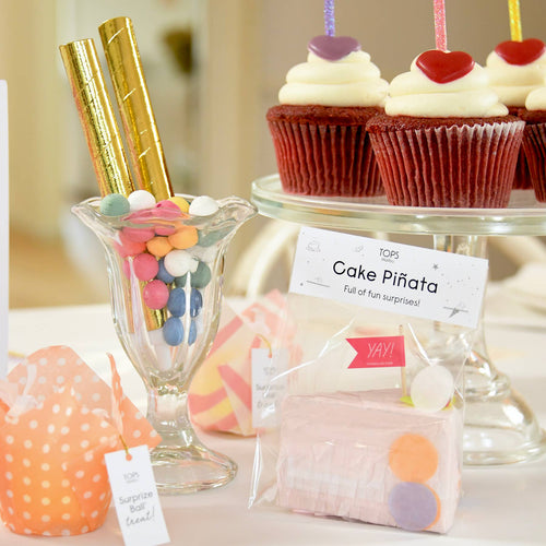 4" Mini Tabletop Piñata - Cake Slice in Party Bag